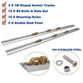 1M Sloped Edges Anchor Track 2 Tracks + 6X Double Stud